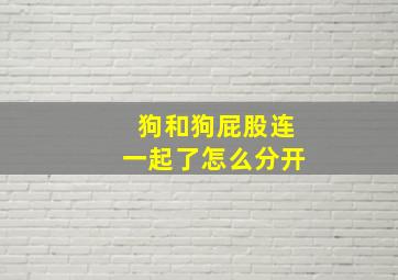 狗和狗屁股连一起了怎么分开