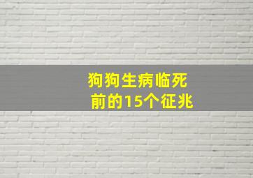 狗狗生病临死前的15个征兆