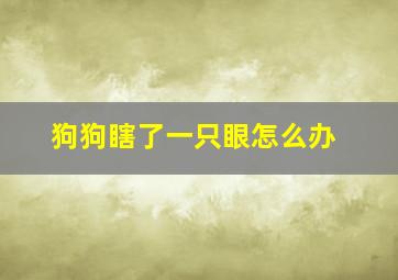 狗狗瞎了一只眼怎么办