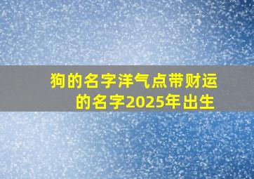 狗的名字洋气点带财运的名字2025年出生