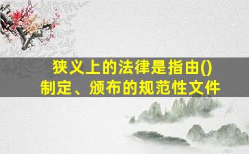 狭义上的法律是指由()制定、颁布的规范性文件