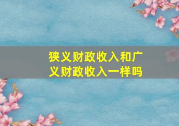 狭义财政收入和广义财政收入一样吗