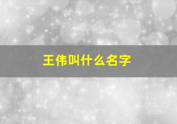 王伟叫什么名字