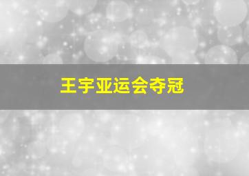 王宇亚运会夺冠