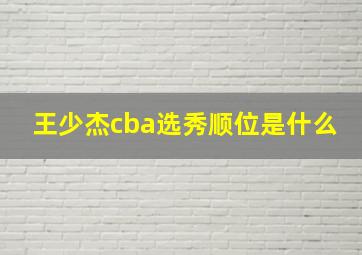 王少杰cba选秀顺位是什么