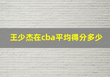 王少杰在cba平均得分多少