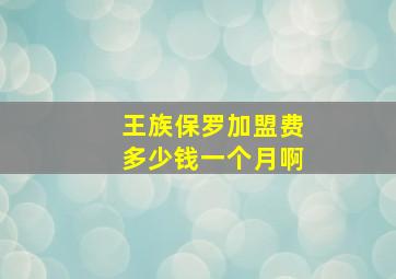 王族保罗加盟费多少钱一个月啊