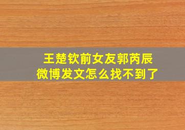 王楚钦前女友郭芮辰微博发文怎么找不到了