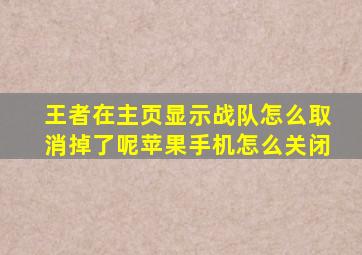 王者在主页显示战队怎么取消掉了呢苹果手机怎么关闭