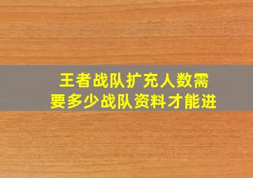 王者战队扩充人数需要多少战队资料才能进