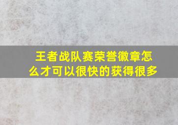 王者战队赛荣誉徽章怎么才可以很快的获得很多