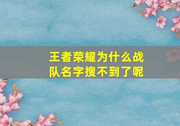 王者荣耀为什么战队名字搜不到了呢