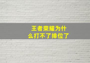 王者荣耀为什么打不了排位了