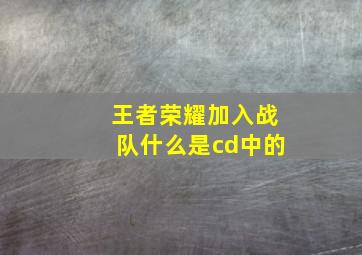 王者荣耀加入战队什么是cd中的