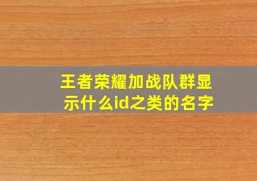 王者荣耀加战队群显示什么id之类的名字