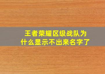 王者荣耀区级战队为什么显示不出来名字了