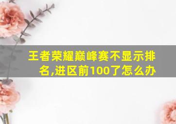 王者荣耀巅峰赛不显示排名,进区前100了怎么办