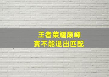 王者荣耀巅峰赛不能退出匹配