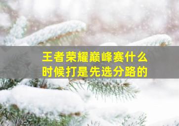 王者荣耀巅峰赛什么时候打是先选分路的