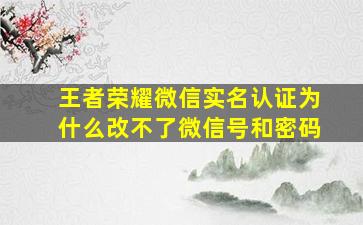 王者荣耀微信实名认证为什么改不了微信号和密码