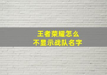 王者荣耀怎么不显示战队名字