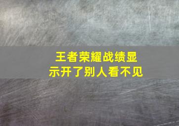 王者荣耀战绩显示开了别人看不见