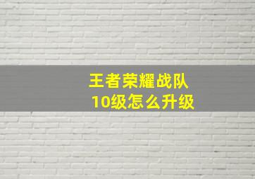 王者荣耀战队10级怎么升级