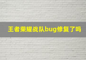 王者荣耀战队bug修复了吗