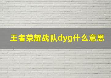 王者荣耀战队dyg什么意思