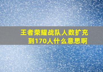 王者荣耀战队人数扩充到170人什么意思啊