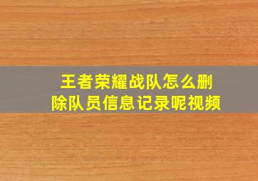 王者荣耀战队怎么删除队员信息记录呢视频