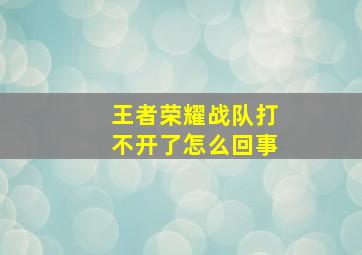 王者荣耀战队打不开了怎么回事