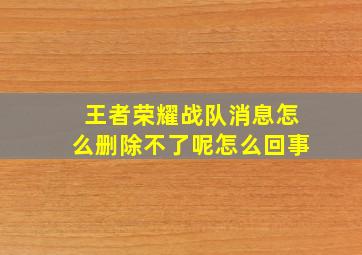 王者荣耀战队消息怎么删除不了呢怎么回事