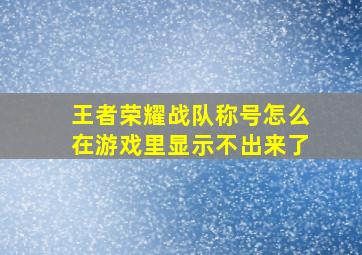 王者荣耀战队称号怎么在游戏里显示不出来了