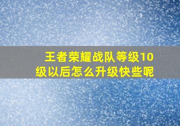 王者荣耀战队等级10级以后怎么升级快些呢