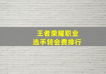 王者荣耀职业选手转会费排行