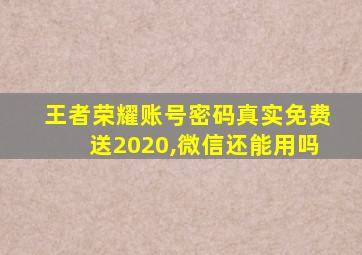 王者荣耀账号密码真实免费送2020,微信还能用吗