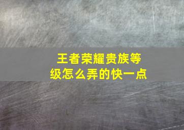 王者荣耀贵族等级怎么弄的快一点