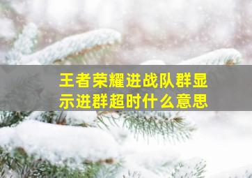 王者荣耀进战队群显示进群超时什么意思