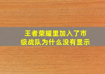 王者荣耀里加入了市级战队为什么没有显示