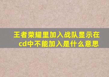 王者荣耀里加入战队显示在cd中不能加入是什么意思