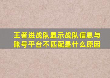 王者进战队显示战队信息与账号平台不匹配是什么原因