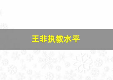 王非执教水平