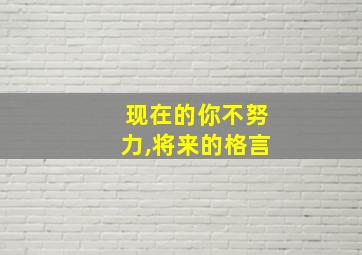 现在的你不努力,将来的格言