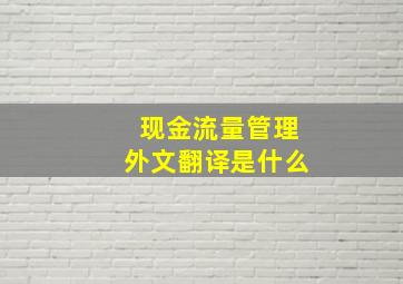 现金流量管理外文翻译是什么