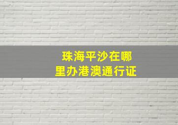 珠海平沙在哪里办港澳通行证