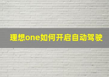 理想one如何开启自动驾驶