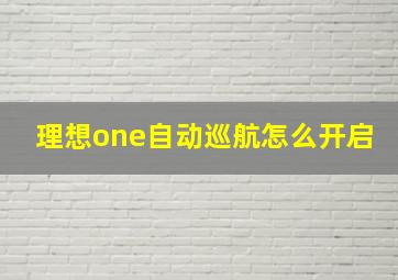 理想one自动巡航怎么开启