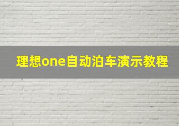 理想one自动泊车演示教程