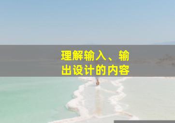 理解输入、输出设计的内容